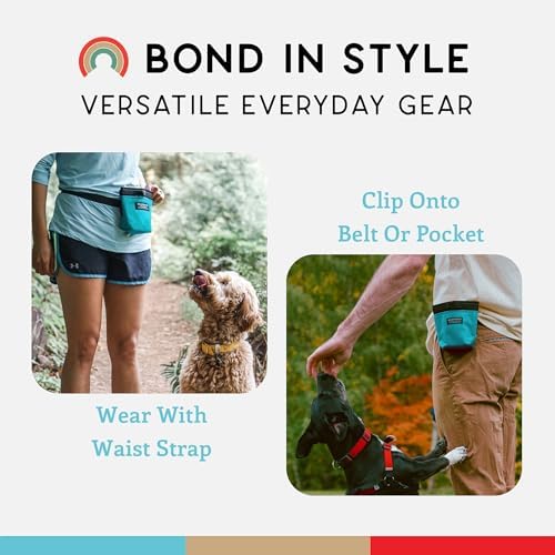 Wildebeest Dog Treat Pouch, Dog Treat Bag, Dog Training Treat Pouch, Dog Travel Bag, Pet Treat Pouch, Magnetic Closure, 2 Water-Resistant Compartments, Detachable Waist Strap & Belt Clip (Turquoise) - Image 6