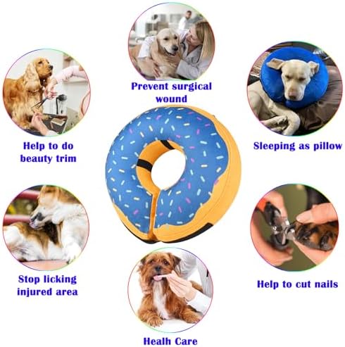 Inflatable Dog Cone Collar for After Surgery, Soft Adjustable Blow up Donut E-Collar for Small Medium Large Dog and Cats - Image 2