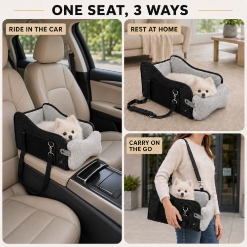 Center Console Dog Car Seat, Foldable Armrest Booster Seat for Small Dogs - Image 5