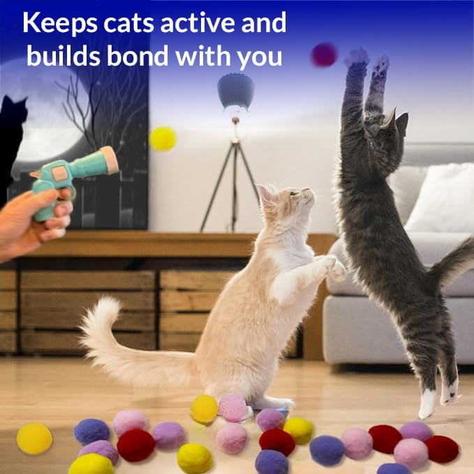 Pet Fit For Life Cat Ball Launcher - Interactive Cat Balls Toy, Medium Blue - Image 5