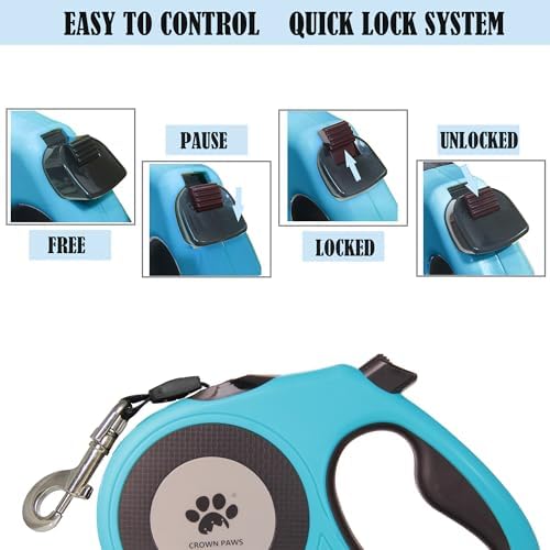 16 ft Retractable Dog Leash for Extra Large Dogs up to 130 lbs,Tangle-Free Nylon Tape,Blue Dan24 XL - Image 7
