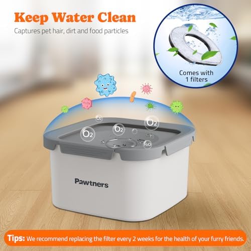 Pawtners Stainless Steel Dog Water Bowl No Spill, 152oz/4.5L, White - Image 7