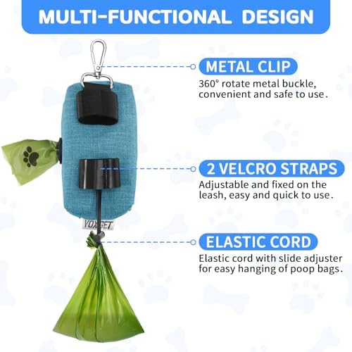 Dog Poop Bag Holder with Treat Pouch, 2 Zipper Pockets & Leash Clip - Image 2