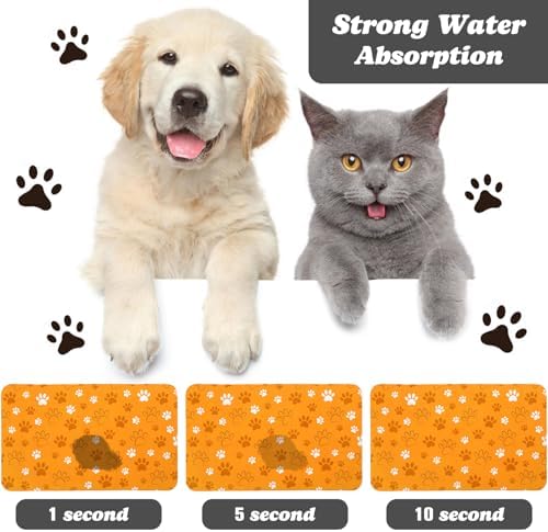 Dog Food Mat, Absorbent Water Bowl Mats Cat Pet Feeding Placemats Orange 30 * 17 inch - Image 2