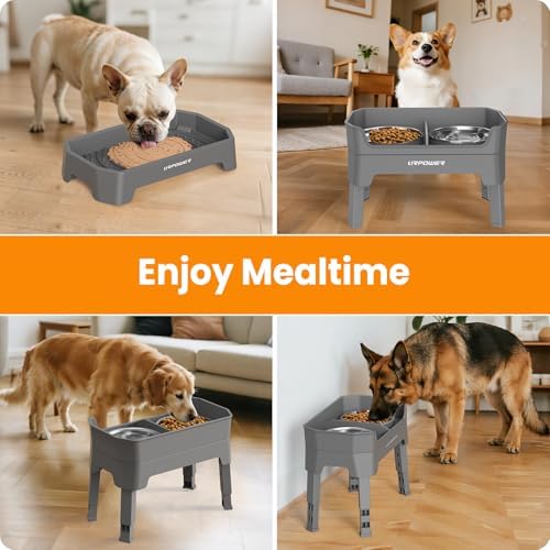 URPOWER Elevated Dog Bowls, 3-in-1 Double Deck Raised Dog Bowl Stand - Image 7