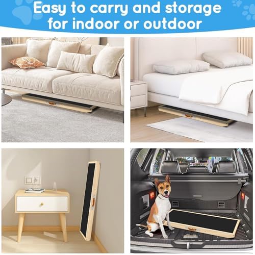 Dog Ramp for Couch with Non-Slip Silicone Mat, 39" Wooden Pet Ramps for Small Dogs, Hold up to 100lb, Adjustable Height from 11.41" to 20.47", Portable Stable Pet Step for Sofa Stairs - Image 7
