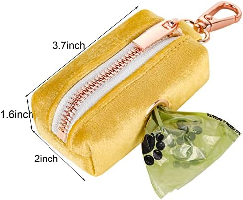 ARING PET Dog Poop Bag Holder, Velvet Doggy Waste Bag Dispenser Attach to Any Leashes, Portable Washable Pet Waste Pouch Dispenser with Metal Zipper - Image 6