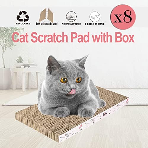 8 Packs in 1 Cat Scratch Pad, Cat Scratcher Cardboard,Reversible,Durable Recyclable Cardboard, Premium Scratch, Suitable for Cats to Rest, Grind Claws and Play - Image 7