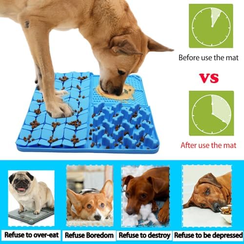 Silicone Snuffle Mat for Dog,Slow Feeder Lick Mat with Suction Cups for Slow Eating,Encourages Natural Foraging Skill,Pet Sniffing Mat for Small/Medium/Large Dog Cat (Blue) - Image 2