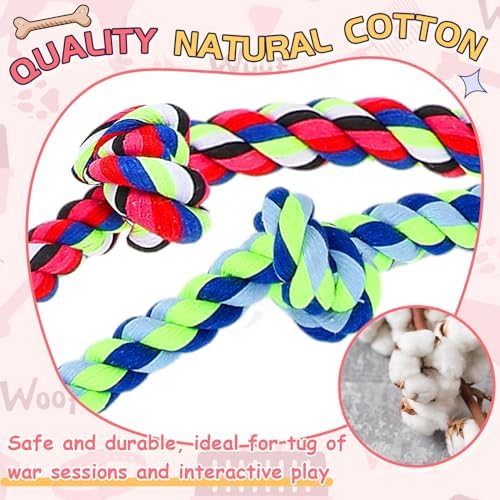 Hollowfly Dog Rope Toys for Extra Large Dogs, 2 Pack 6 Feet 5 Knot Tug of War Dog Toy for Large Aggressive Chewers Heavy Duty Cotton Teeth Cleaning Indestructible Puppy Chew Toys - Image 2
