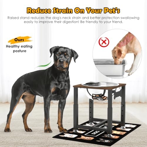 ADENGL 0.8 Gal Elevated Dog Water Bowl, 4-Height Adjustable Raised Water Feeder with Wooden Surface, Stainless Steel Bowl, Anti-Spill Mat & Sturdy Metal Stand, Easy to Clean for Indoor Outdoor Use - Image 2