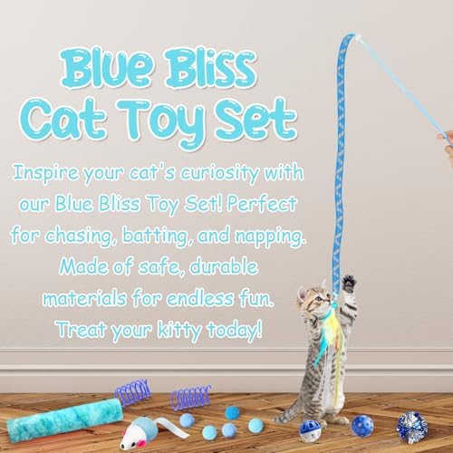 Foilswirl 24 Pcs Cat Toys Set Interactive Kitten Toys Pack, Blue - Image 2