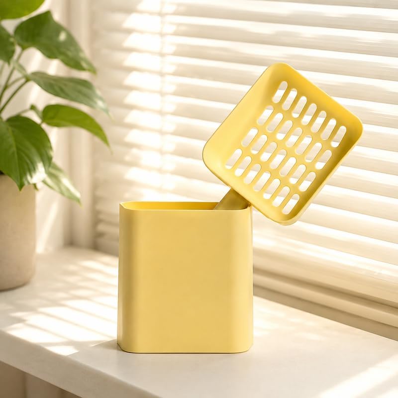 2 in 1 Cat Litter Scoop with Holder Stand Cat Stuff Cat Scooper for Litter Box Cat Accessories Cat Supplies Kitty Yellow - Image 7