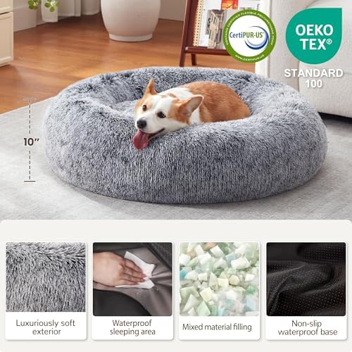 Donut Dog Bed Medium Size Dog, Round Cat Beds for Small Dogs - Image 2