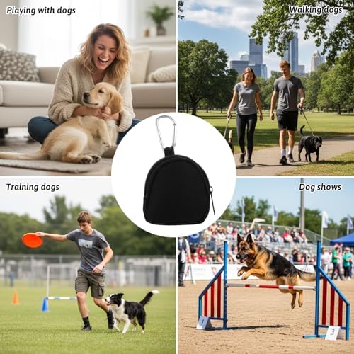 2 PCS Dog Treat Pouches for Pet Training 3in Mini Black Portable Dogs Treats Bag for Travel Outdoor Use Reusable Small Dogs Treats Container - Image 7