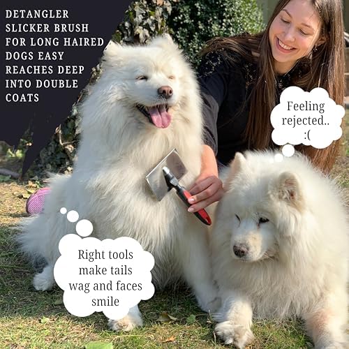 Tiny Slicker Brush for Dogs - Protected Pins for Extra Comfort - 1 inch Pins for Easy Detangling for Long Hair Dog, Cats, Doodle, Goldendoodle - Image 7