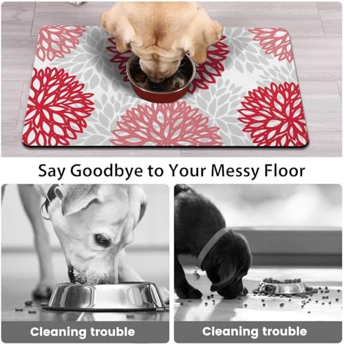 Dog Food Mat for Floors, Absorbent Pet Cat Food Bowl Mat, 12x20 in - Image 2