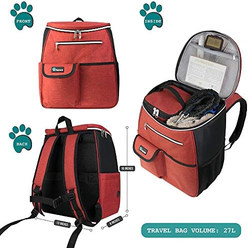 PetAmi Dog Travel Backpack 27L Airline Approved Pet Supplies Bag, Red - Image 2