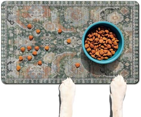 Vintage Tribal Dog Food & Water Mat, Boho Pet Feeding Mat for Floor Non-Slip Waterproof, Super Absorbent Cat Bowl Mat, Easy to Clean Durable Pet Placemat,12" × 20" - Image 7