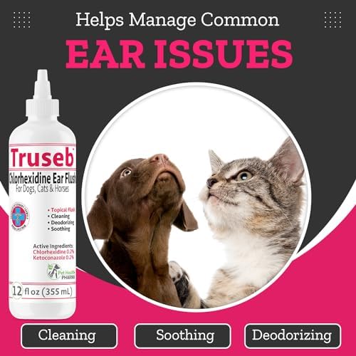 Truseb Maximum Strength Dog Ear Infection Treatment Flush, Cat & Dog Ear Cleaner Solution Medicated with Chlorhexidine & Ketoconazole Helps with Ear Itching Redness Swelling (12 oz) - Image 7