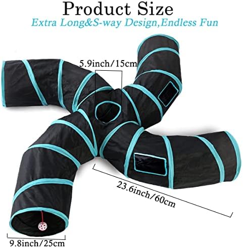 Upgraded Cat Tunnel Toy with 5 peek-a-Boo Windows, Large 4-Way Maze Tube - Image 2
