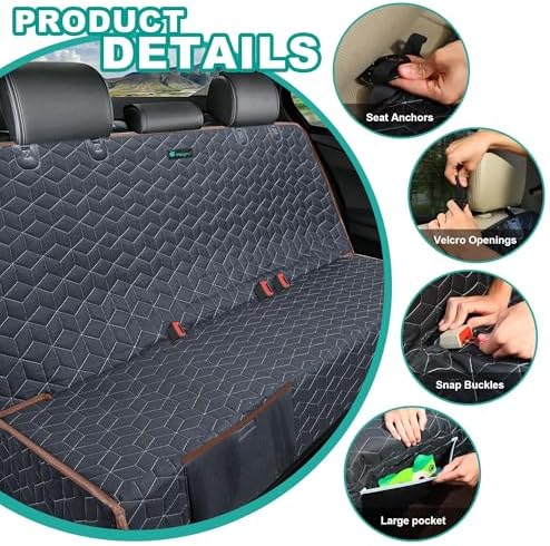 Meginc Bench Seat Covers for Trucks,Dog Car Seat Covers for Ford f150/Ram1500/Nissan Frontier/Toyota Tacoma/GMC Canyon,Nonslip Truck Seat Cover for Dogs (Brown) - Image 7