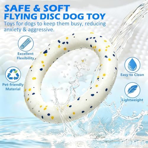 2 Pack Dog Ring Toys for Outdoor Play, Durable Soft Flying Disc for Throwing Catching Grabbing, Water Floating Dog Frisbee Fetch Toy Training Ring Tug of War for Medium Large Breeds (9.0") - Image 2