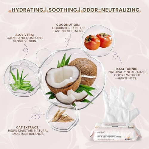 IMMHABI 100 Count Cleaning Deodorizing Pet Glove Wipes for Dogs & Cats - Image 2