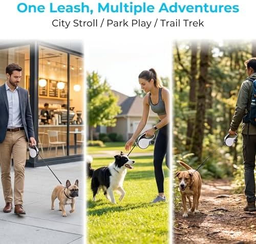 16FT Retractable Dog Leash for Dogs up to 66lbs, White - Image 7