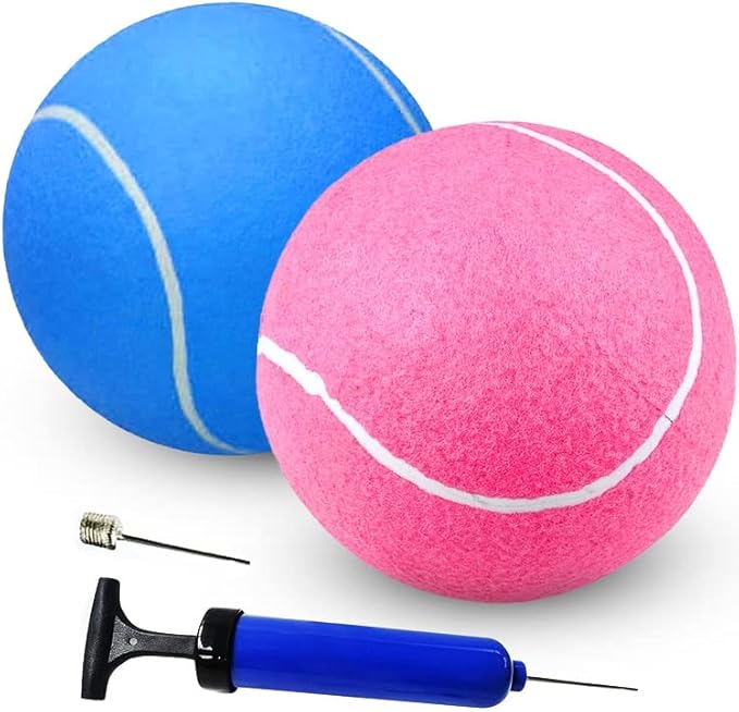 2 Large Tennis Balls for Dogs, 8-inch Durable Tennis Balls for Aggressive Chewers - Giant Puppy Ball Toys in Assorted Colors Non-Toxic - Ships Deflated- Colors May Very (2 Pack)