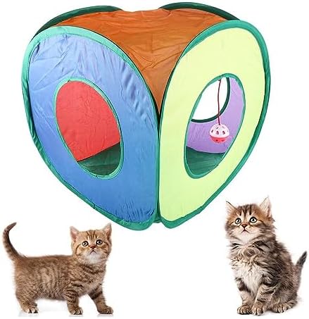 Cat Tunnel with Bell Ball Square Collapsible Cat Cube Toy for Cats Kittens Puppy Toys Pet Accessories - Image 7