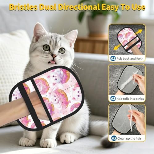 Kitten Pink Donut Sweet Cat Dessert Pet Hair Removal Glove For Cats Dogs - Image 7