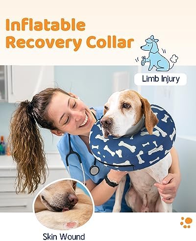 Supet Inflatable Dog Cone Collar Alternative After Surgery, Doggie Neck Donut Collar Recovery ECollar for Post Surgery, Soft Dog Cone for Small Medium Puppies Cats - Image 2