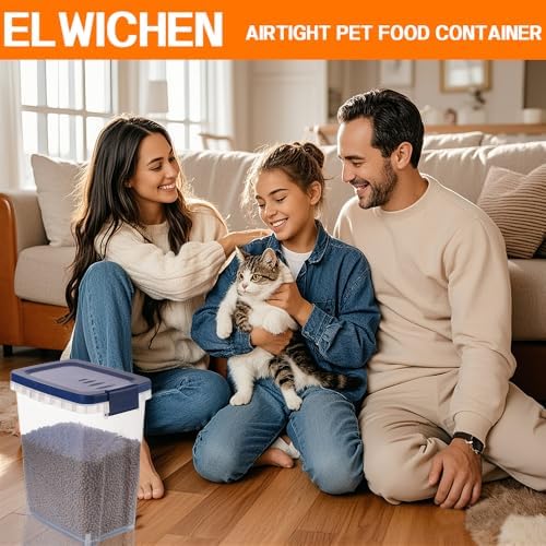 EIwichen Dog and Cat Food Storage Container with Scoop - 5-10 Lbs Pet Food Container with Airtight Lid, Dry Food Bin BPA Free, Kibble Container, for Pet, Cat, Dog, Bird Seed, e - Image 7