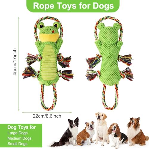 Drmstow Dog Toys for Aggressive Chewers - Interactive Plush Squeaky Toy with Crinkle Paper & Rope, Durable Chew Toys for Anxiety Relief, Small Medium Large Dogs - Image 7