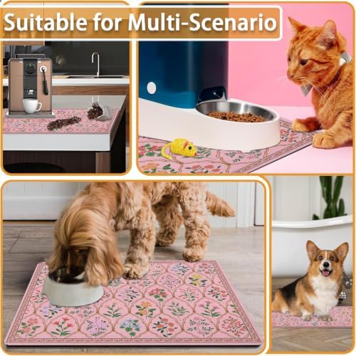Absorbent Pet Dog Bowl Mat for Food and Water, Pet Cat Food Feeding Mat with Non Slip Rubber Backing, Dog Food Mats for Floors Waterproof, 12"x20" - Image 7