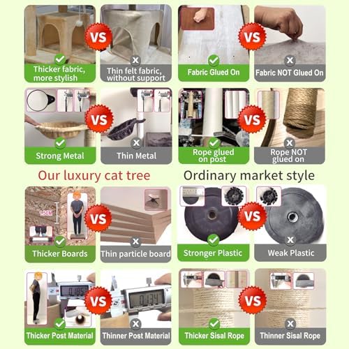48" Cat Tree Tower for Indoor Cats, Multi-Level Cat House for Large Cats with 3 Cozy Cat Condos, Extra Large Top Perch, Sisal Scratching Posts & Climbing Steps, Dark Gray - Image 6