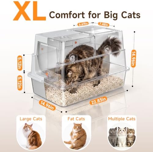 XL Enclosed Stainless Steel Litter Box with Lid,Covered,Light Gray - Image 2