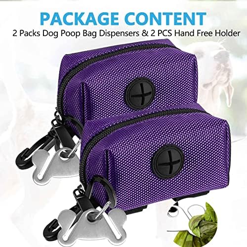 Dog Waste Bag Dispenser Pet Poop Bags Holder for Doggie Waste Bags Dispensers Soft Fabric Zipper Small Doggy Puppy Pouch for Leash Accessory Attachment with Carrier,2PCS Purple - Image 7