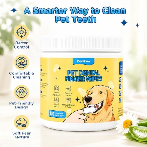 Pet Dental Finger Wipes for Dogs & Cats, 200 Counts Pet Teeth Cleaning Wipes, Textured Finger Toothbrush Wipes for Fresh Breath, Plaque & Tartar Care, Gentle No-Rinse Oral Care - Image 2