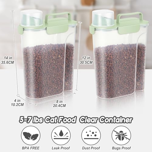LEAWALK 5Lbs /6Qt/5L Airtight Cat Dog Food Storage Container with Upgraded Large Nozzle BPA-Free, Pet Food Storage Containers for Rice, Grain, Pet Food, Flour, Dog Treat Storage-2 Pack Green - Image 2