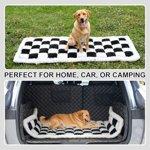 Backseat Pet Bed Mat Non-Slip Dog Car Seat Cover Scratch Chew Resistant Dog Blanket for SUVs, Trucks & Sedans 23" x 51" Easy Clean Comfortable Car Travel Pet Pad, Black and White - Image 7
