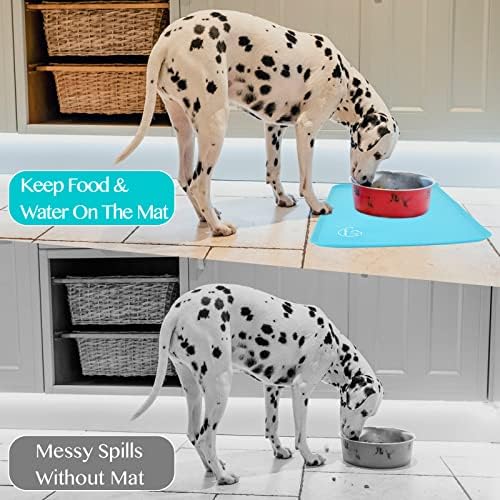 Silicone Waterproof Dog Cat Pet Feeding Mats, Non Slip, Easy Clean Pet Dog Cat Bowl Mats Placemat (24" x 16") Blue - Image 7