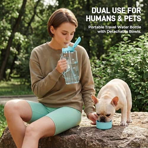 Dog & Mom Water Bottle 40.58oz with Detachable Bowl for Travel - Image 2