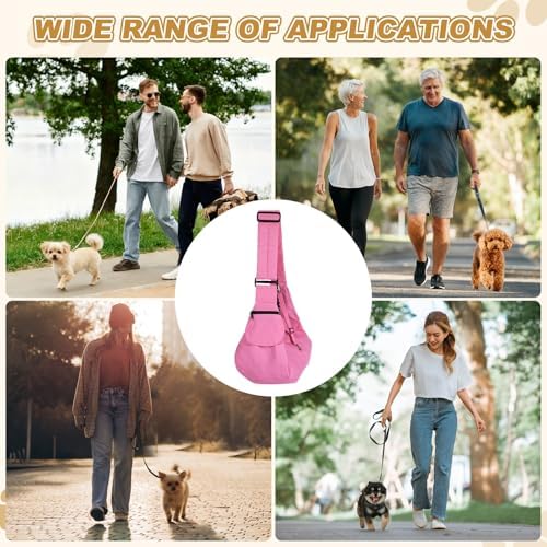 Dog Sling Carrier for Small Dogs and Cats Up to 16.5 Lbs, Soft Canvas with Zipper Pocket Pet Crossbody Shoulder Bag, (Pink, 1 Pcs) Intended for Outdoor/Camp/Travel - Image 6