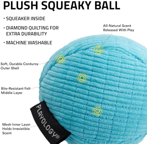 Playology Durable Plush Ball Toy- Crinkle Ball- Medium,Peanut Butter Scent - Image 2