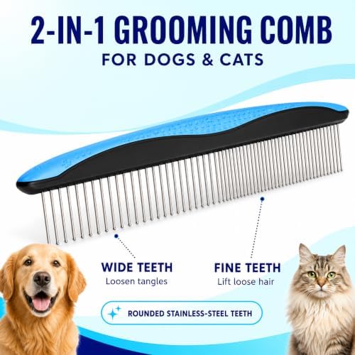 Pat Your Pet Deshedding Brush & Metal Comb Grooming Combo - Image 2