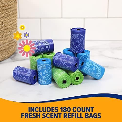 Arm & Hammer Easy-Tear Disposable Dog And Cat Waste Bags With Activated Baking Soda, 180 Dog Poop Bags, 9 x 14 Inches, (Pack of 2) - Image 2