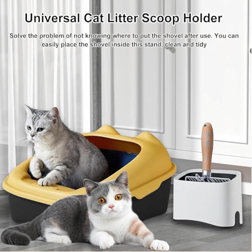 White Cat Litter Scoop Holder, Mini Trash Can with Lid - Image 6