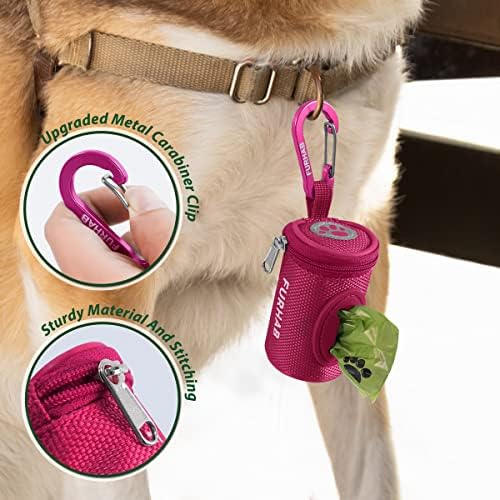 FURHAB Dog Poop Bag Holder for Leash with Carabiner Clip Soft Fabric - Image 2